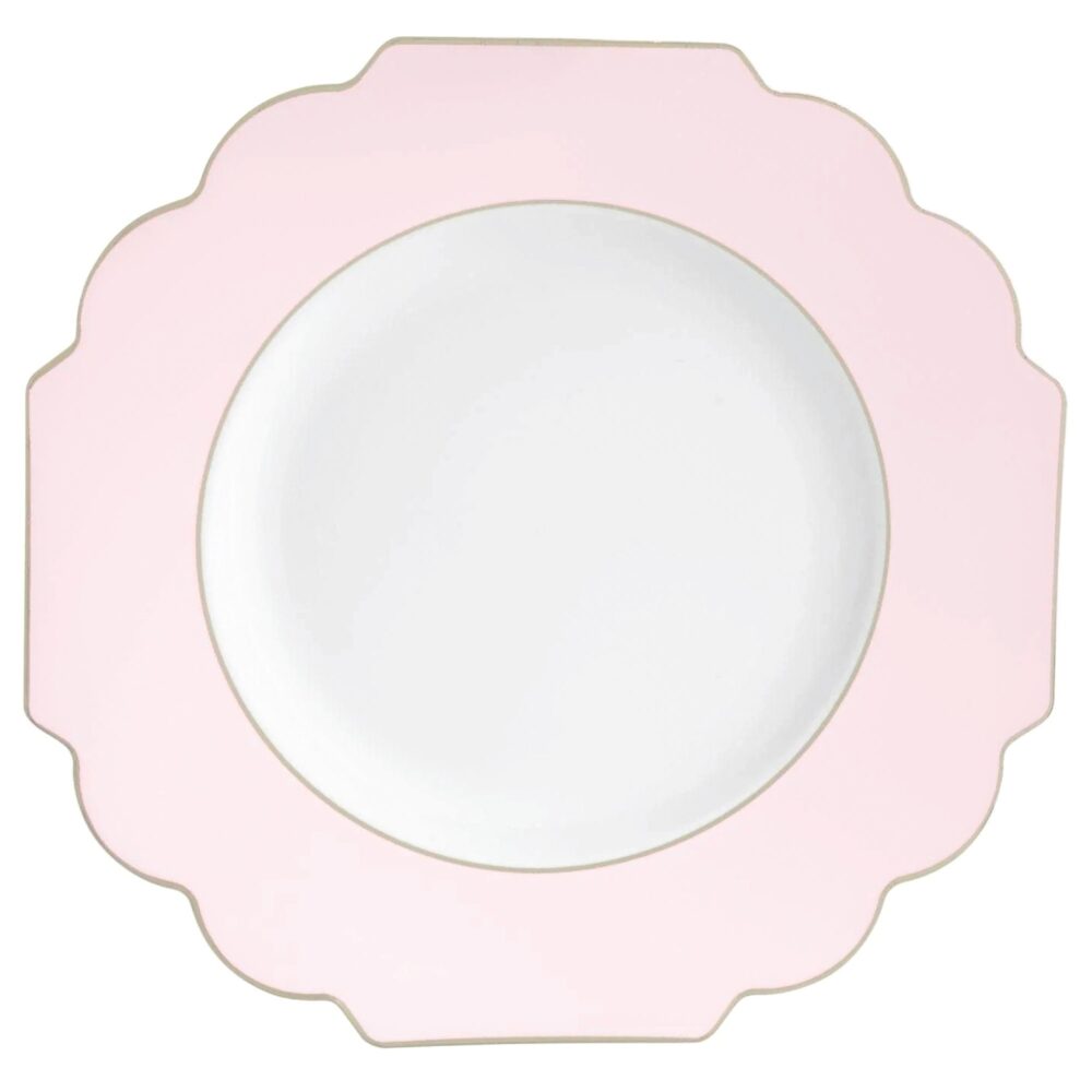 Blush Pink Scalloped Reusable Plastic Dinner Plates 10Ct | Party Decor Princess Birthday Tea Bridal Shower Girl Baby