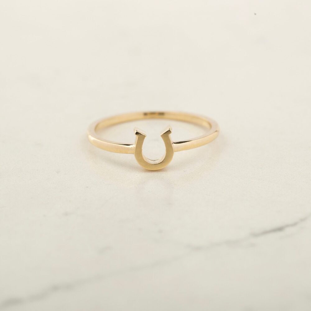 14K Solid Gold Horseshoe Ring - Cute Horse Shoe Lucky Charm Black Friday, Gift For Her, Christmas Gift