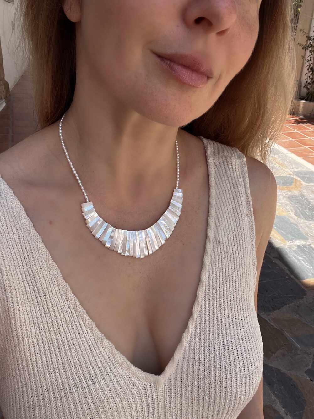 Mother Of Pearl Necklace, Wedding Necklace, White Shell Gift For Her, Handmade Jewelry
