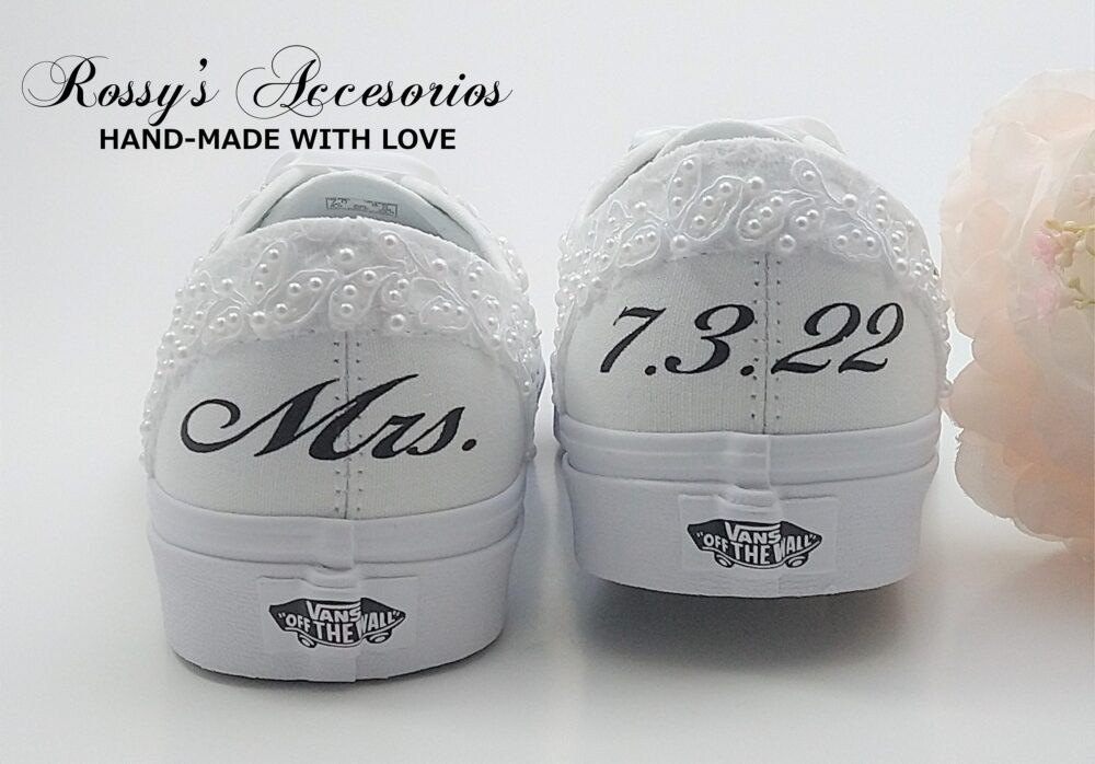 White Lace Wedding Vans/Sneakers For Bride Bridal Shoes Authentic Vans