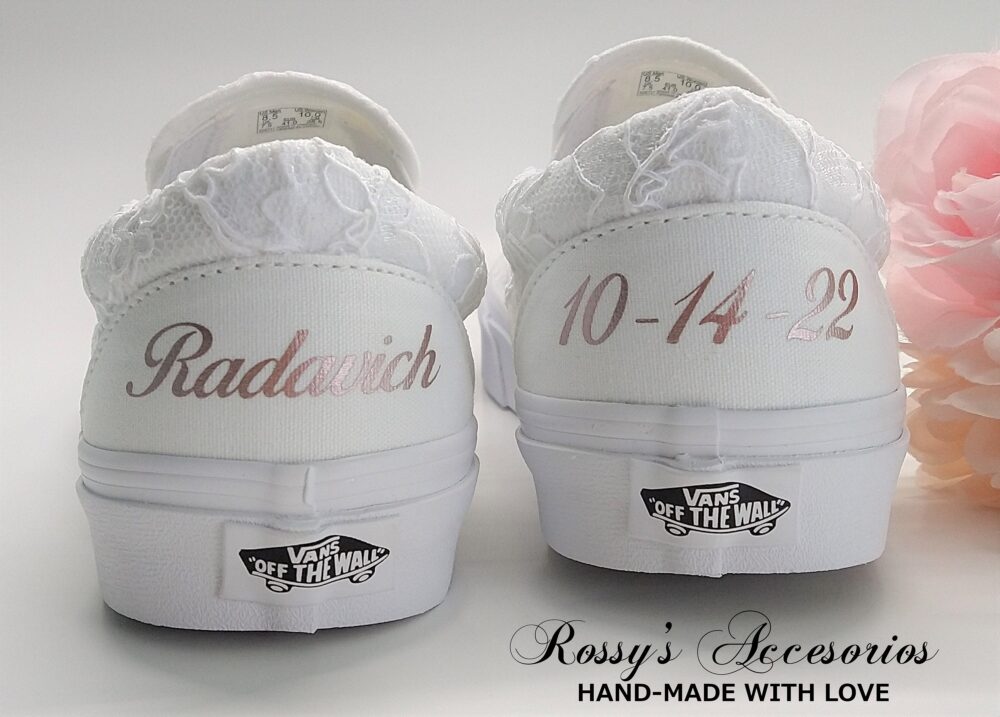 Slip On White Lace Wedding Vans/Sneakers Authentic Bridal Shoes For Bride