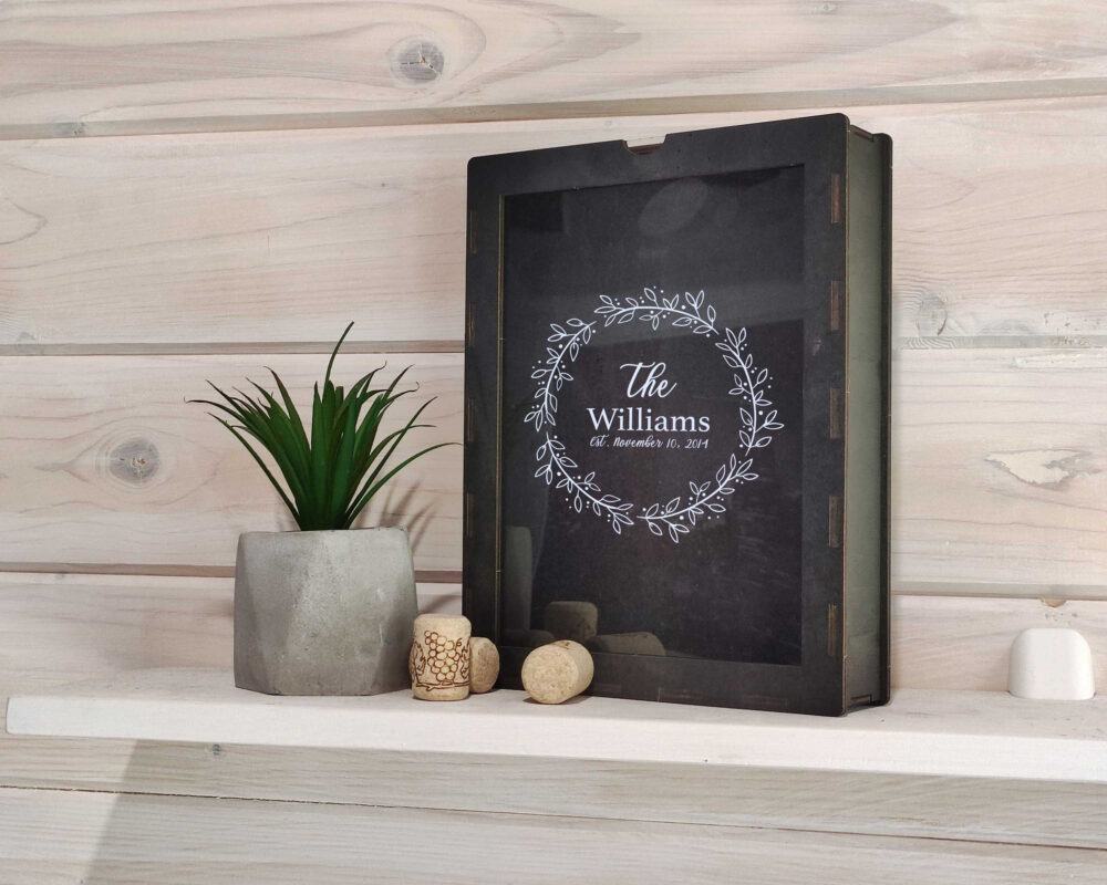 Custom Wine Cork Holder For Family Couple Gift Husband Wine Shadow Box Personalized Frame Display Cork Storage