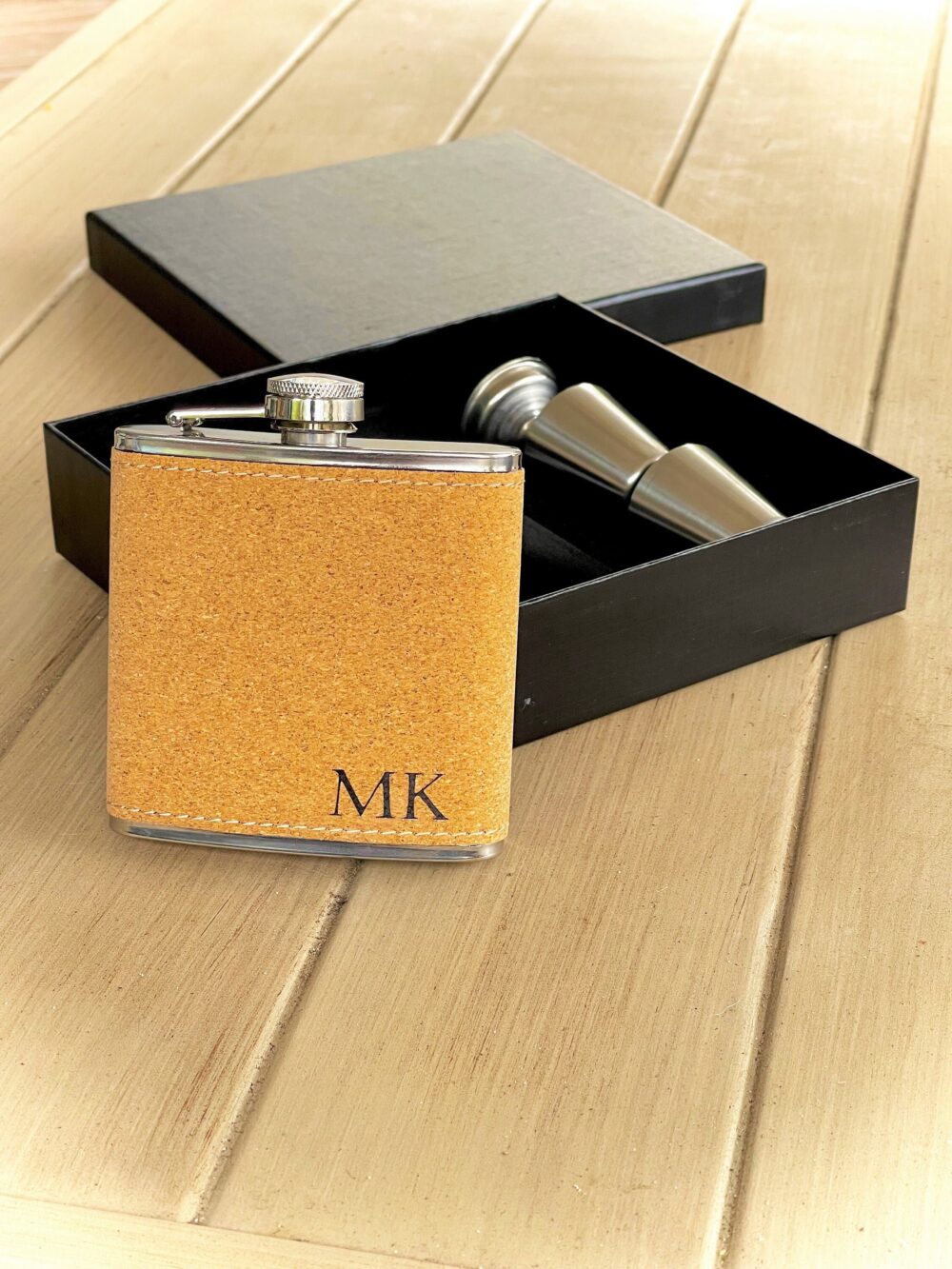 Personalized Cork Flask, Client Gift, Corporate Gift Mens Box, New Years Box Set Engraved Company For Him