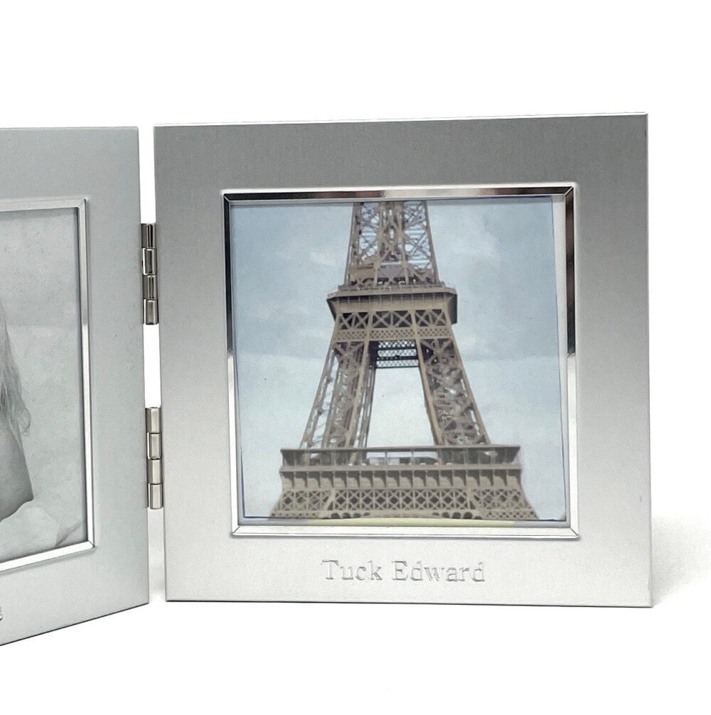 Personalized Twin Photo Frame 4x4 - Double Picture For Birthday, Baptism, Or Graduation