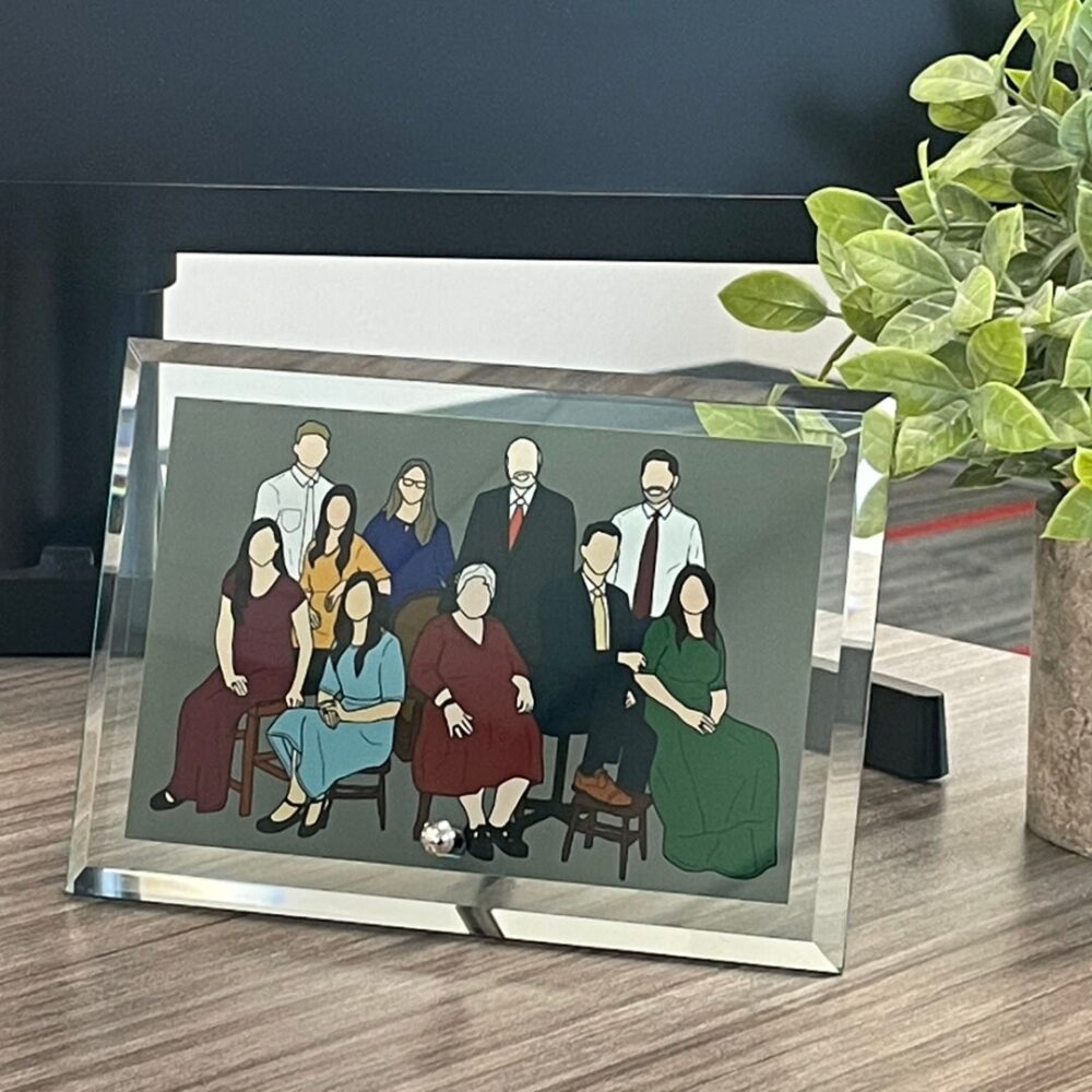 Personalized Glass Photo Frame Gift Picture Printed Wedding Family Beveled Clear Uv Print