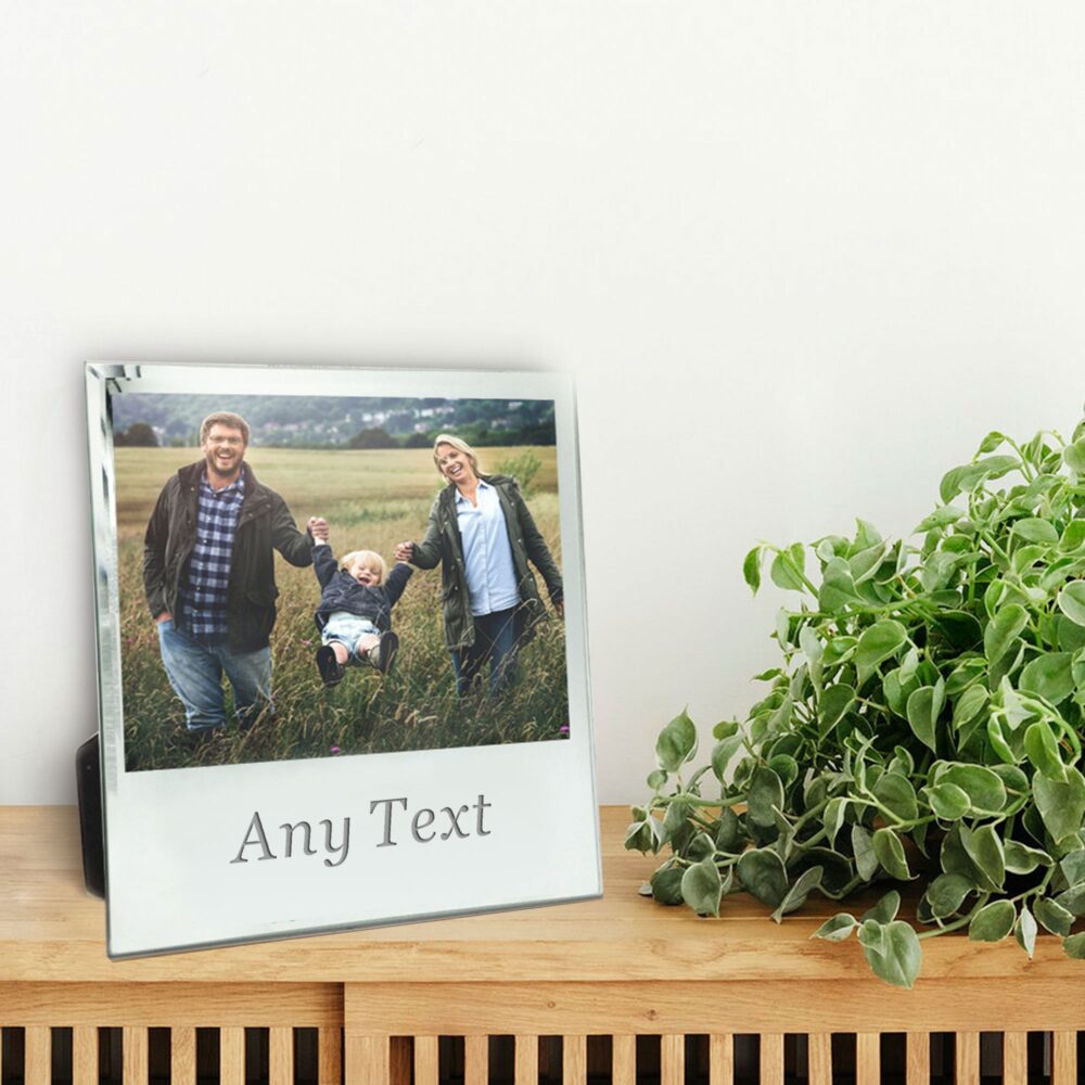 Personalized Mirror Photo Frame With Any Text Customized Picture For Friends Couples Family 5x7 Silver Glass