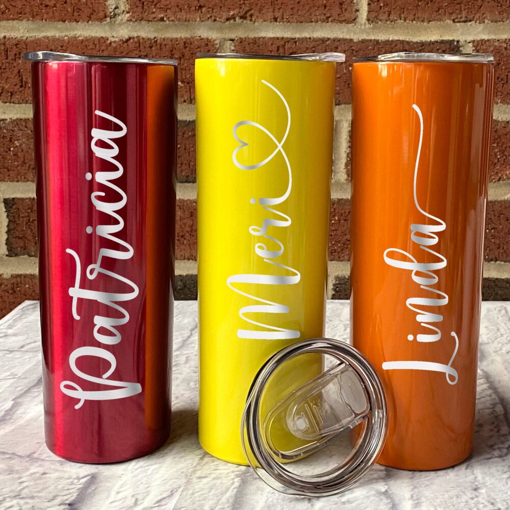 Wedding Personalized Tumbler Cup Custom Gift Bridesmaid Skinny Coffee Mug 20Oz