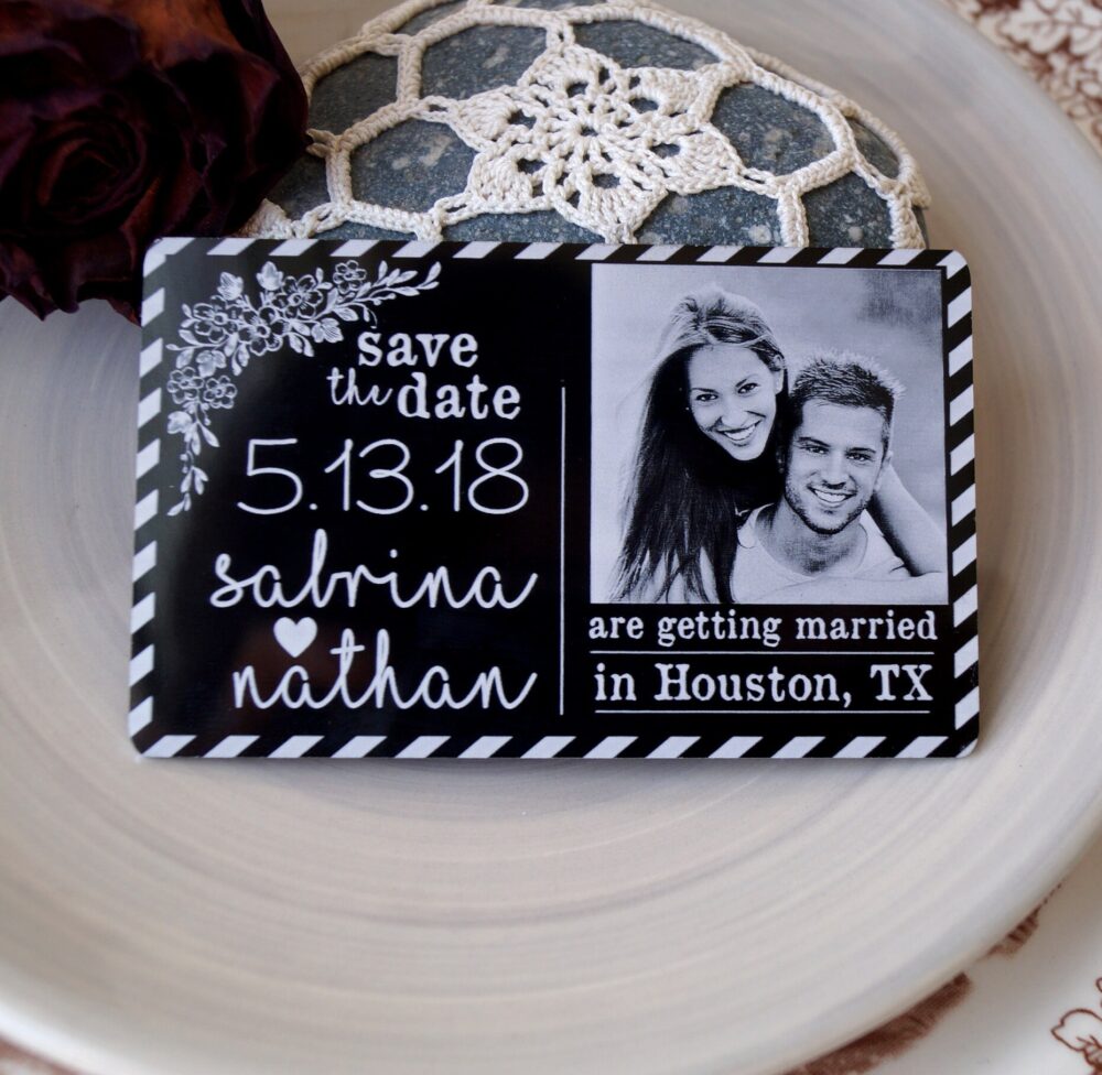 Save The Dates, Wedding Save Date, Unique Luxury Date Magnets, Laser Engraved Aluminum Picture 1 Pc