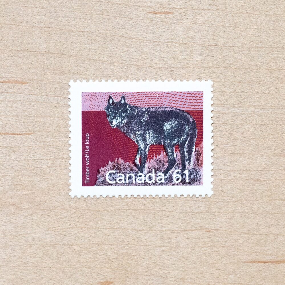 2 Wolf Postage Stamps, Canada, Wedding Calligraphy Envelopes, Canadian Wildlife Animals, Vintage, Wolves, Mammals, Dog