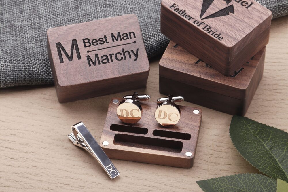 Groomsmen Gifts Personalized Cuff Links Cufflinks Custom Best Man Proposal & Tie Clip Set Wedding