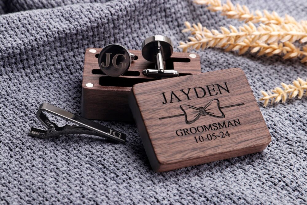 Wedding Groomsmen Gifts, Personalized Cufflinks Tie Clip Set, Custom Cufflinks, Gifts For Groomsmen, Brother Of Groom