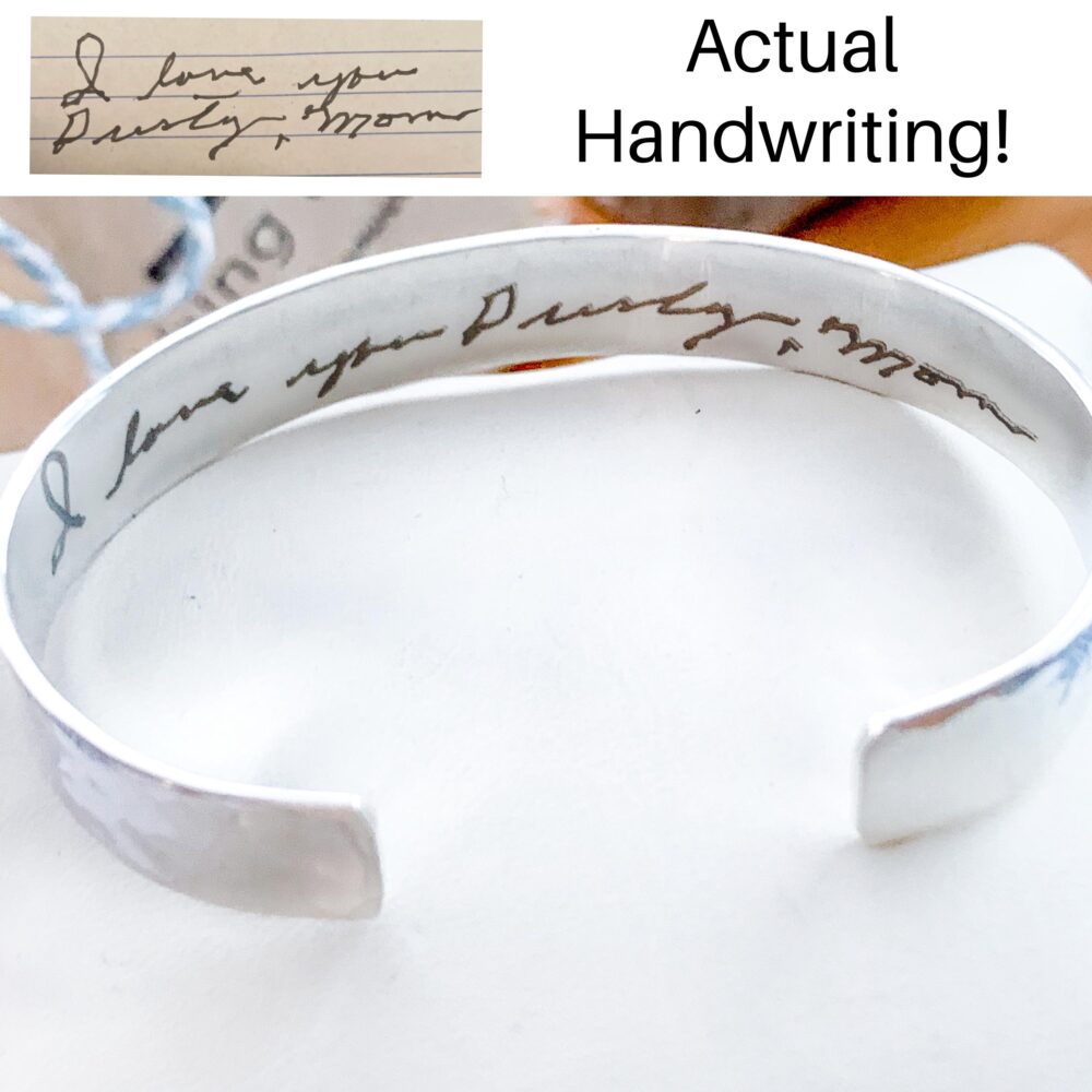 Actual Handwriting Personalized Signature Loved Ones Handwriting Memorial Bracelet Engraved From Letters & Cards Keepsake Jewelry