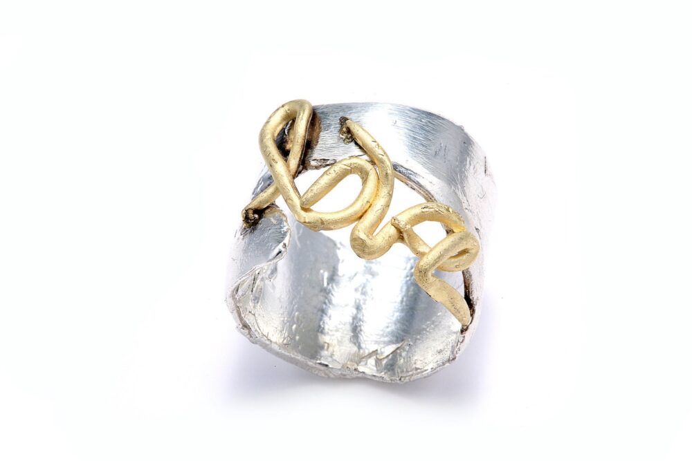 Handmade Love Ring - "Love" Women's Sterling Silver With 14K Gold Rings Love