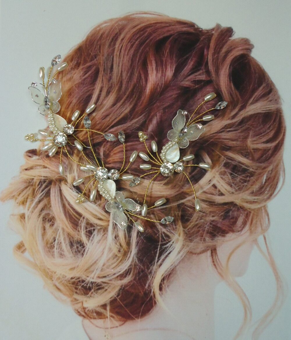 Butterfly Hair Pins, Bridal Accessories, Set Of 3, J612