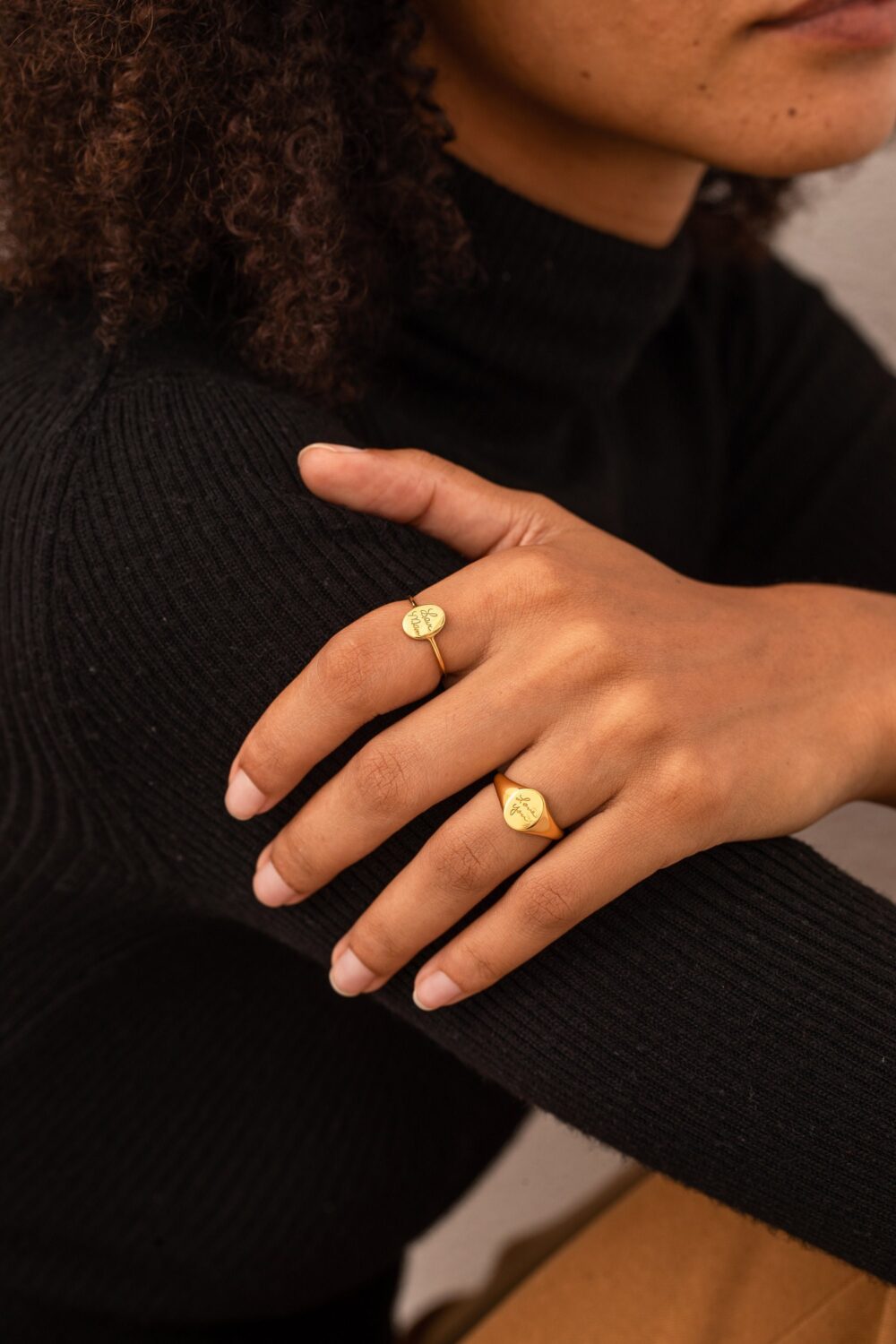 Handwriting Signet Ring | Oval Signature Jewelry Dainty Gift For Mom Mother's Day