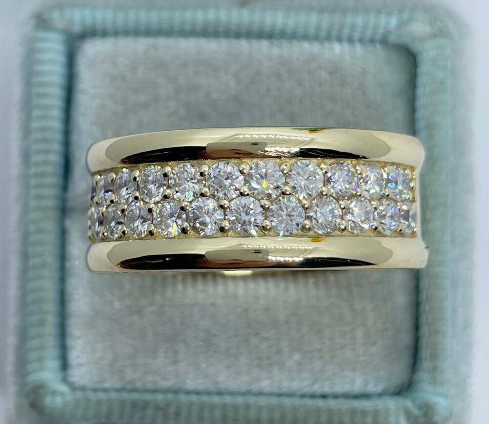 Man Diamond Ring, Men Wedding Band, 14K Yellow Gold Men's Solid Mens Ring