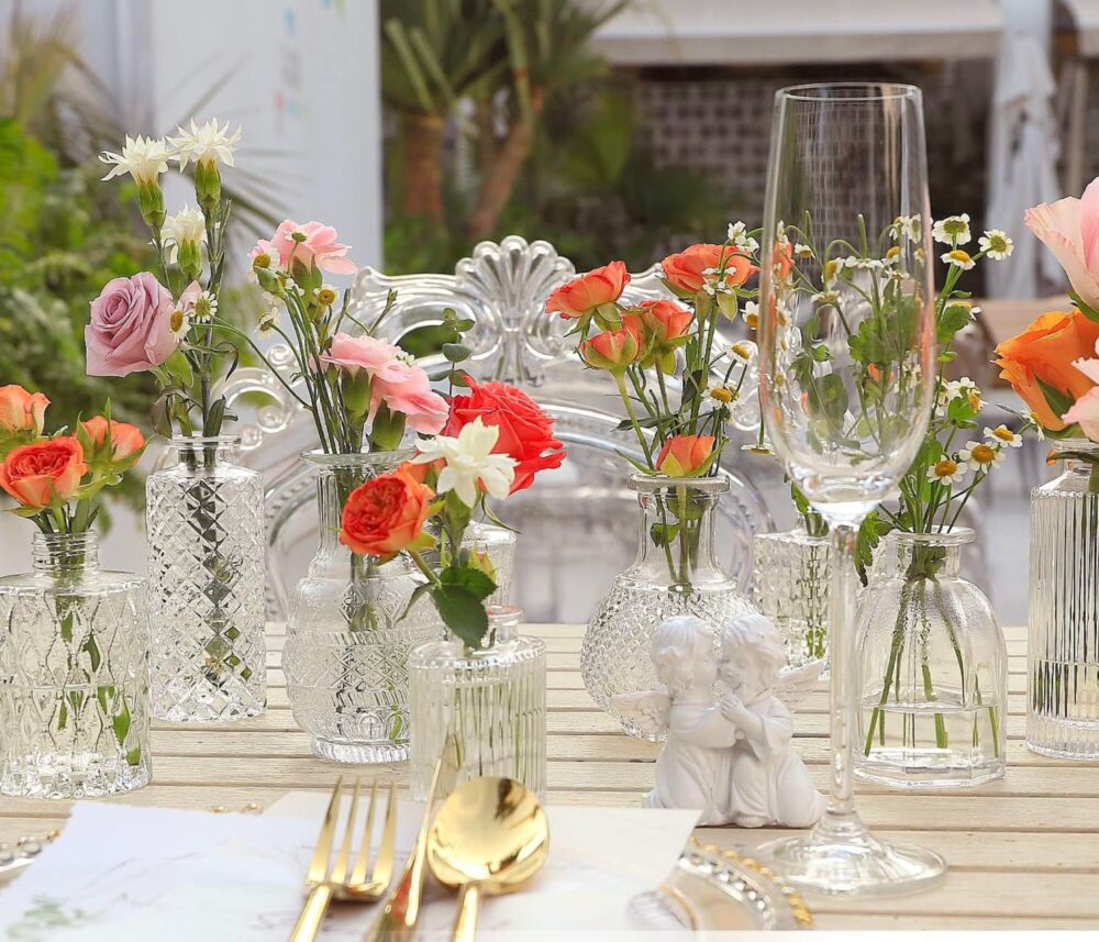 Glass Bud Vases For Flowers Small Clear Centerpieces Mini Vase Assorted Bridal Shower Wedding Floral Arrangements