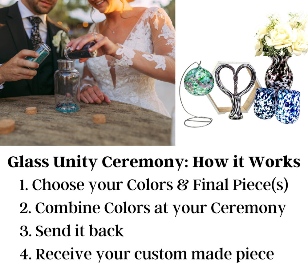 Wedding Unity Glass - Ornaments Blessing Ceremony Keepsake With Blown Piece Interfaith Blended Family