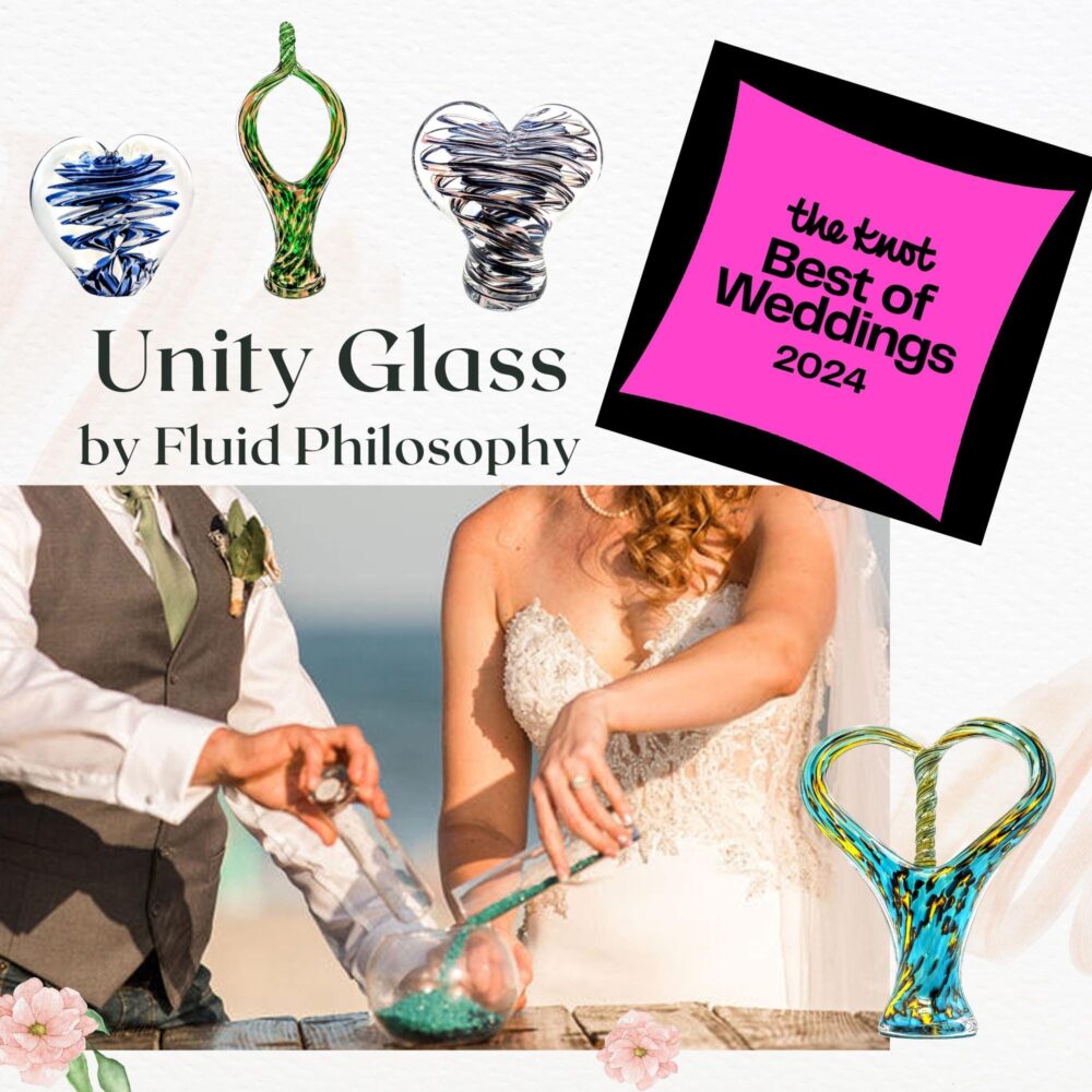 Wedding Unity Glass - Sculptures Blessing Ceremony Keepsake With Blown Piece Interfaith Blended Family