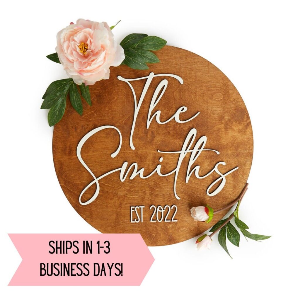 Minimalist Wedding Decorations, Round Wooden Sign, Custom Gifts For Couple, Country Gift, Modern Farmhouse Decor