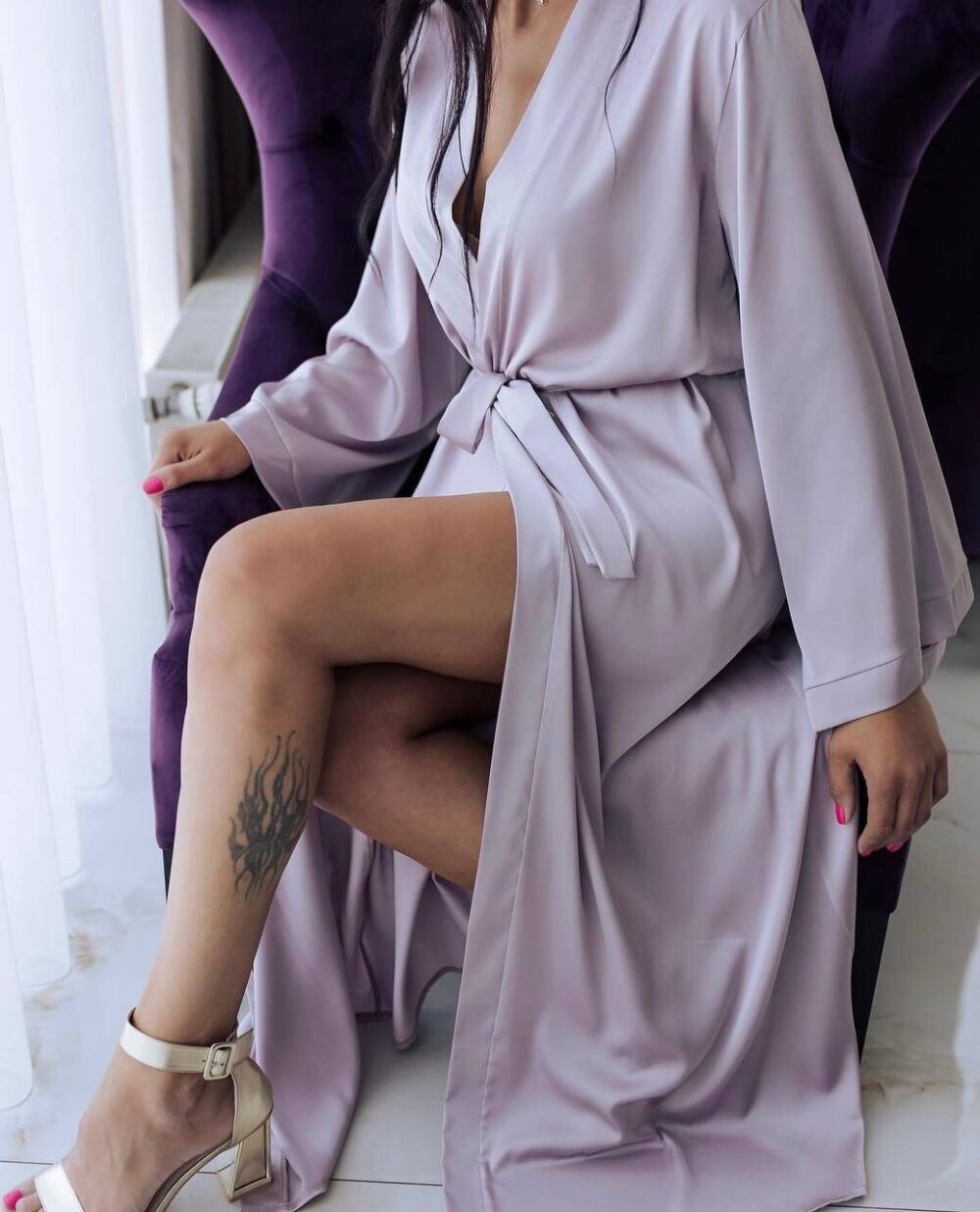 Lilac Silk Robe Lavender Bride Bridesmaid Gift Boho Robes Wedding Plus Size Robes Dressing Gown Dressing Gowns