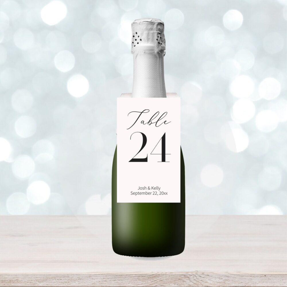 Table Numbers For Wine Bottles, Wedding Cards, Reception Champange Bottle Tags, Wb1