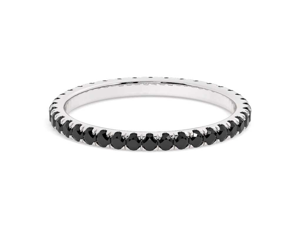 14K Black Diamond Eternity Band Ring/Gold Micro Pave Full Set With 1.5mm Diamonds