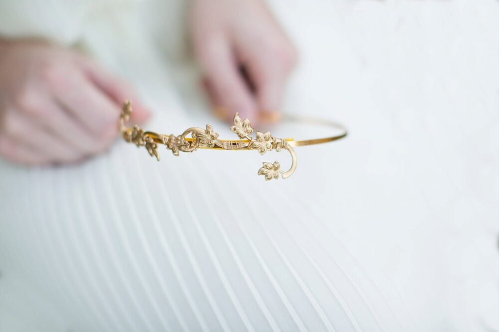 Lily Vine Bridal Headband - Wedding Headband, Flower Girl, Hair Accessories, Piece, Crown, Bridal Vine, Gold