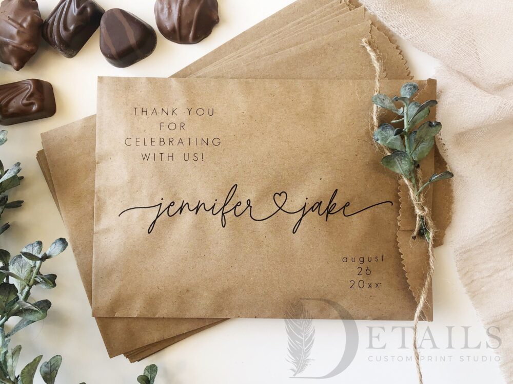 Easy Wedding Favor Bags, Candy Cookie Popcorn Goodie Reception Treat Custom Favors, 25 Pk