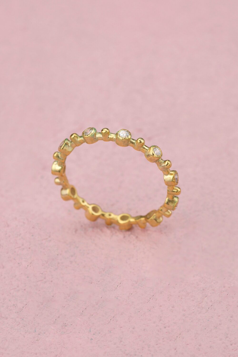 14K 18K 10K Gold Cz Eternity Infinity Wedding Ring Band, Minimalist Bezel Setting Round Cut Full Eternityring, Anniversary For Wife