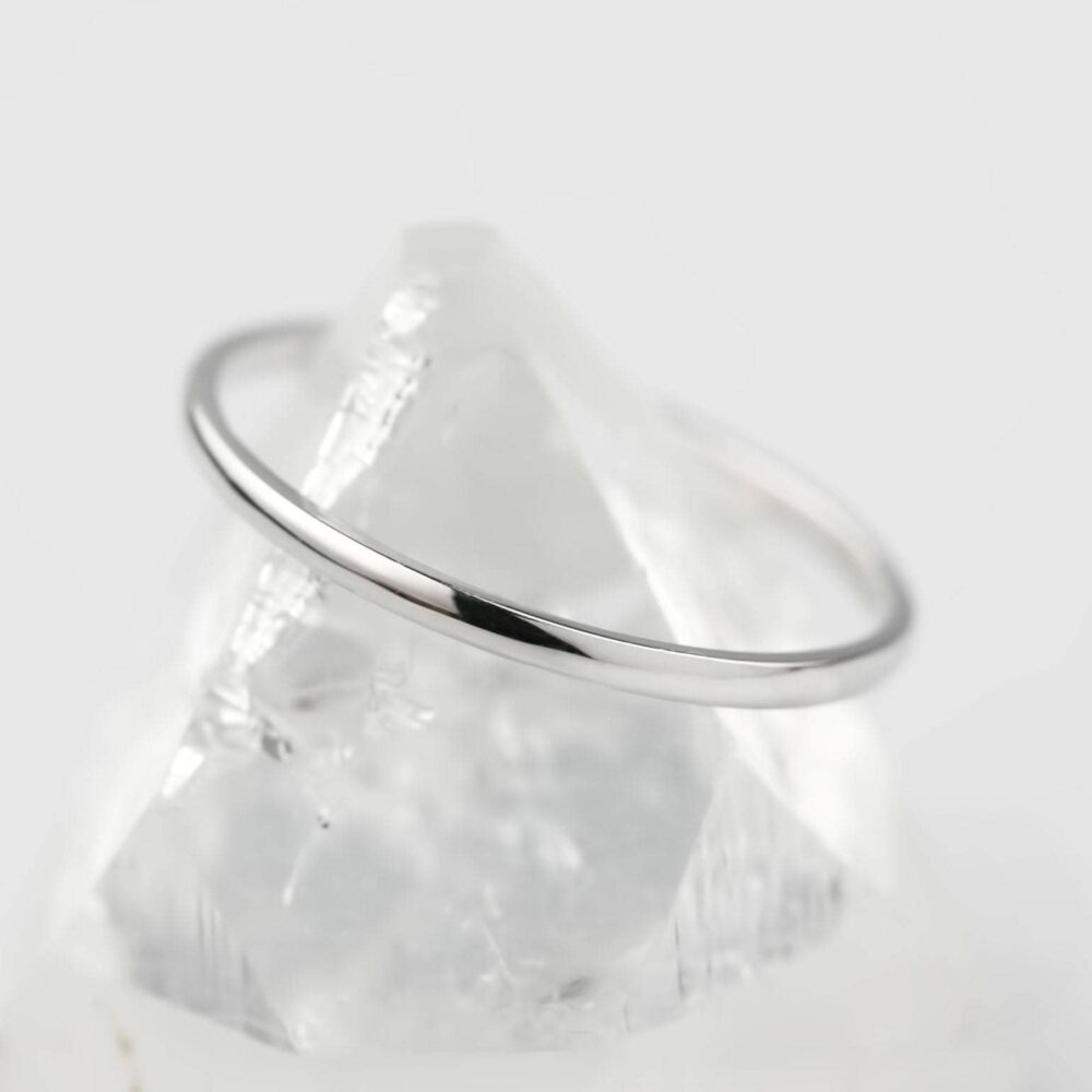 Thin Platinum Band, 1.3mm Wedding Ring, Spacer Pt950, Simple Half Round, Comfort Fit Dome Ring