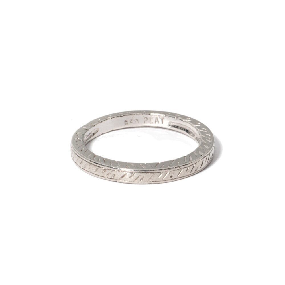 Platinum Wedding Band Ring Unique Mens Vintage Engraved