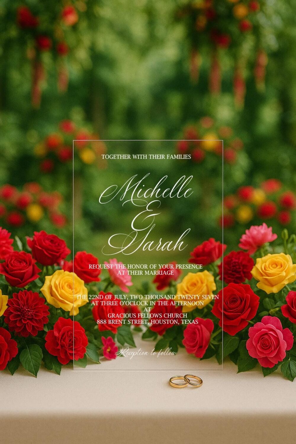 Clear Acrylic Lgbtq Wedding Invitation | Elegant Transparent 5x7 Invite Modern Gay Decor
