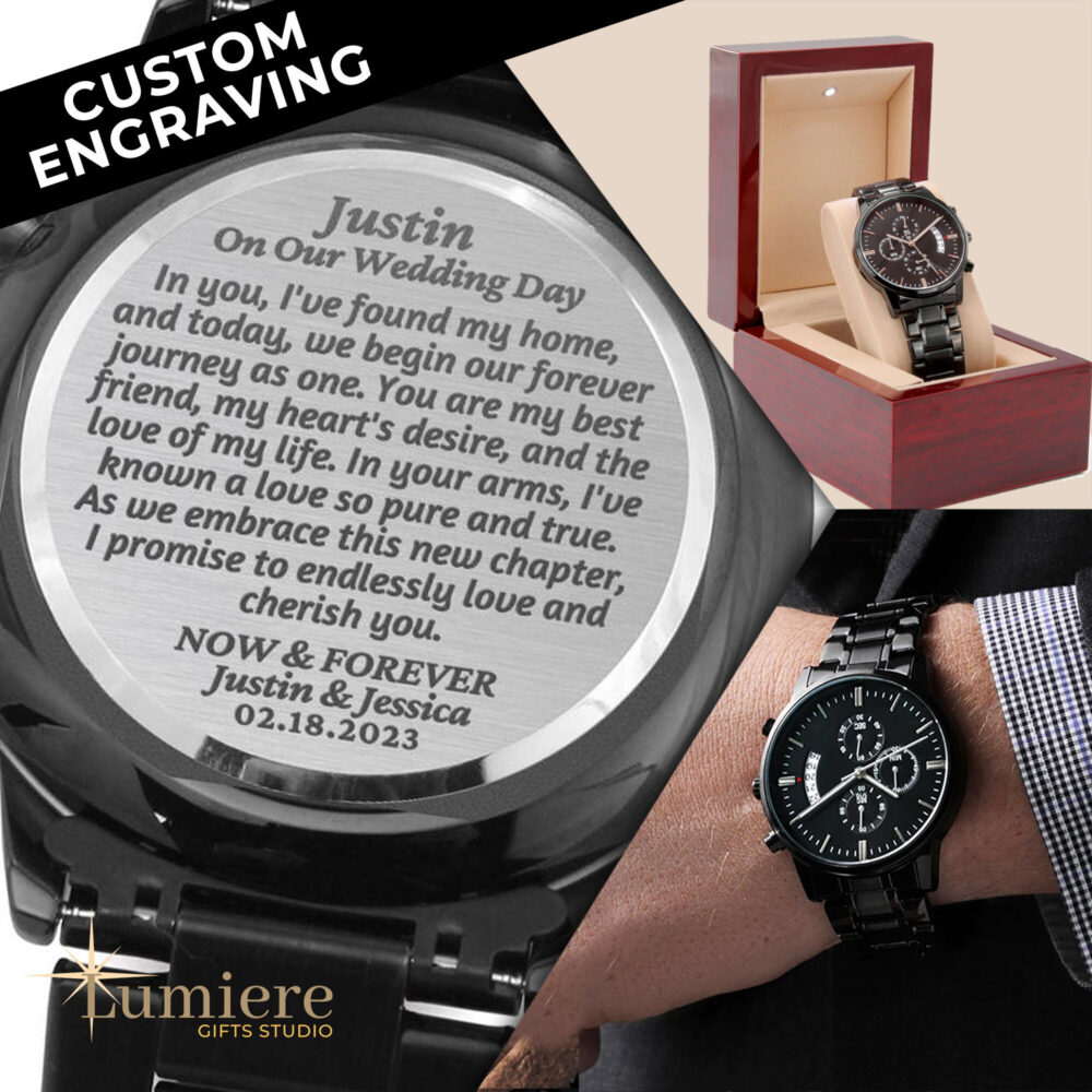 Groom Gifts From Bride Personalized Engraved Watch, Gift For Husband On Wedding Day, Watch Wedding