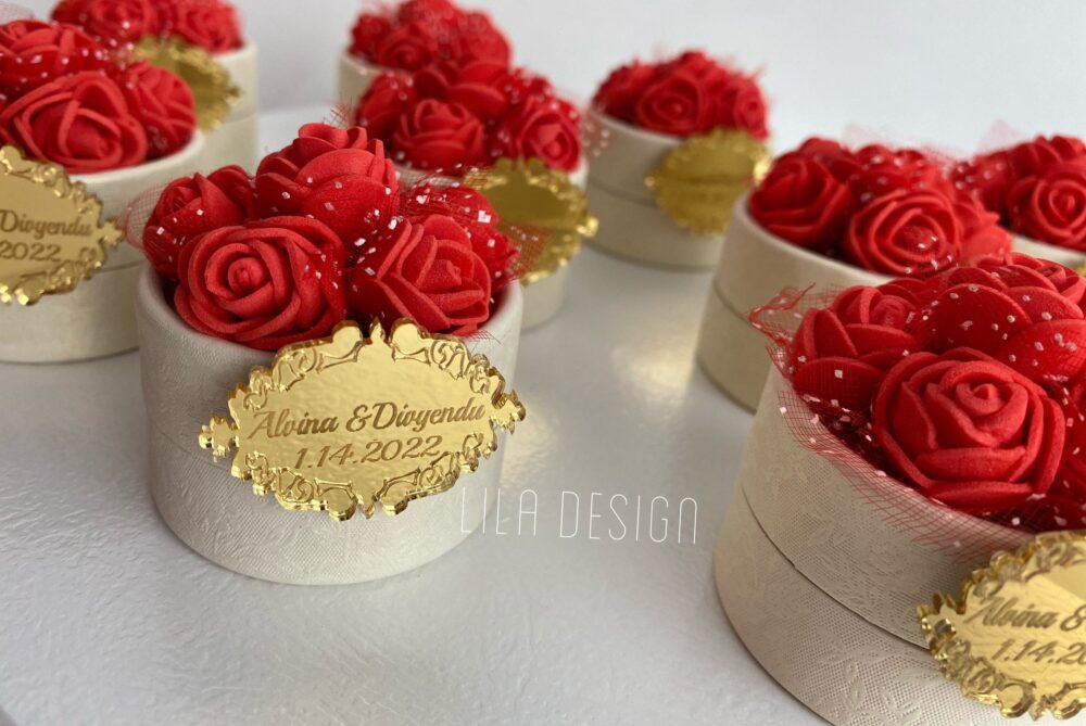 Wedding Favors, Box Favor, Red Flowers Wedding Favors, Wedding Gift, Personalized Box Gift, Henna Gift Box