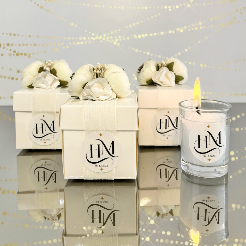 Wedding Favors Boxes With Flowers, Personalized Candle Party in Box, Bridal Shower Favors, Guest Gifts