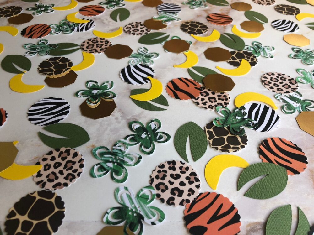 Jungle Animal Safari Table Scatter Confetti/Wild One Animal Print Is Bananas Cheetah Tiger Giraffe Zebra