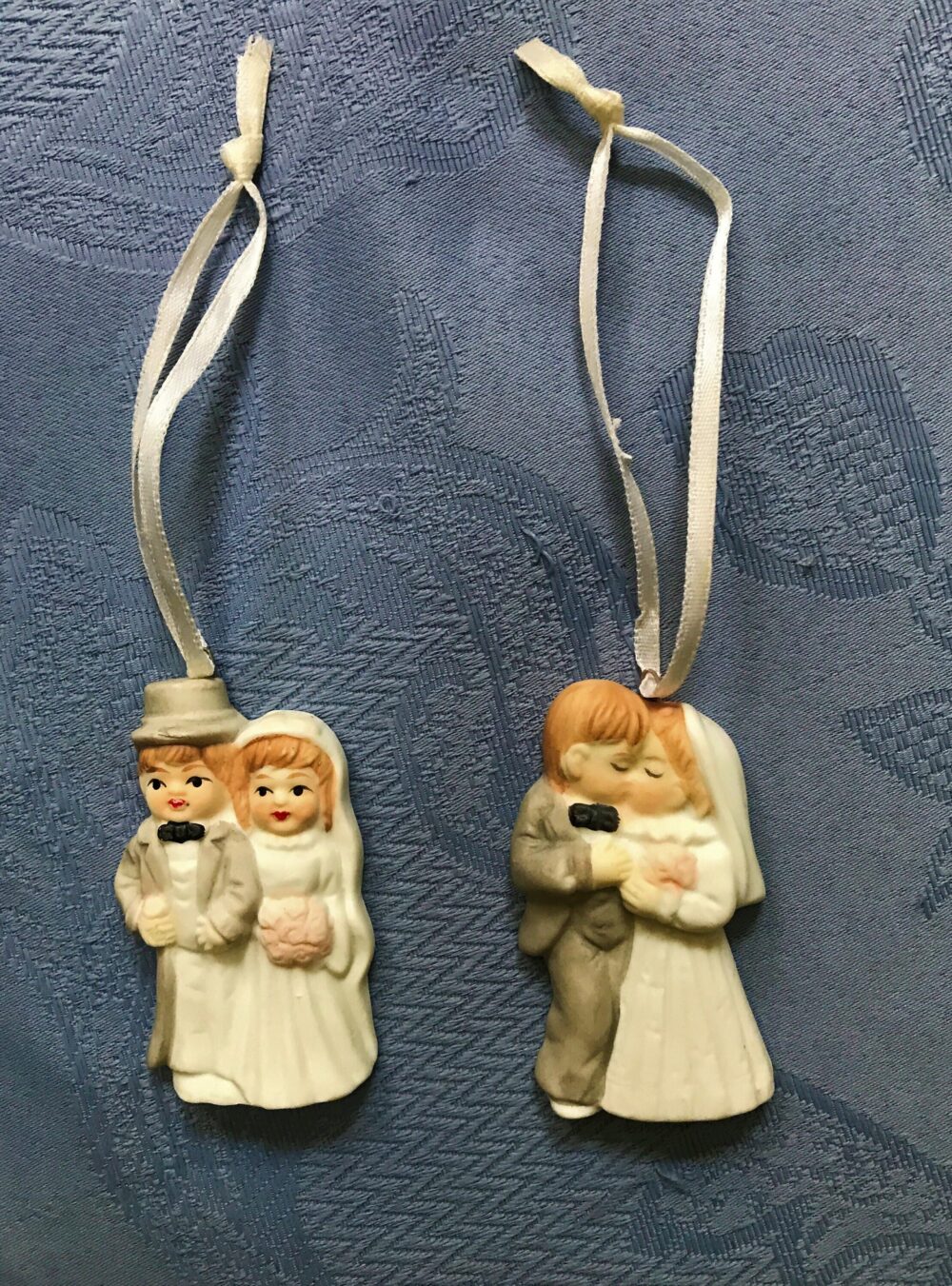 Mini Bride & Groom Ornaments-2 Styles Vintage-2 1/4" Ornaments From The 80's-Perfect Condition-Great Retro Favor-Package Or Cake Decoration