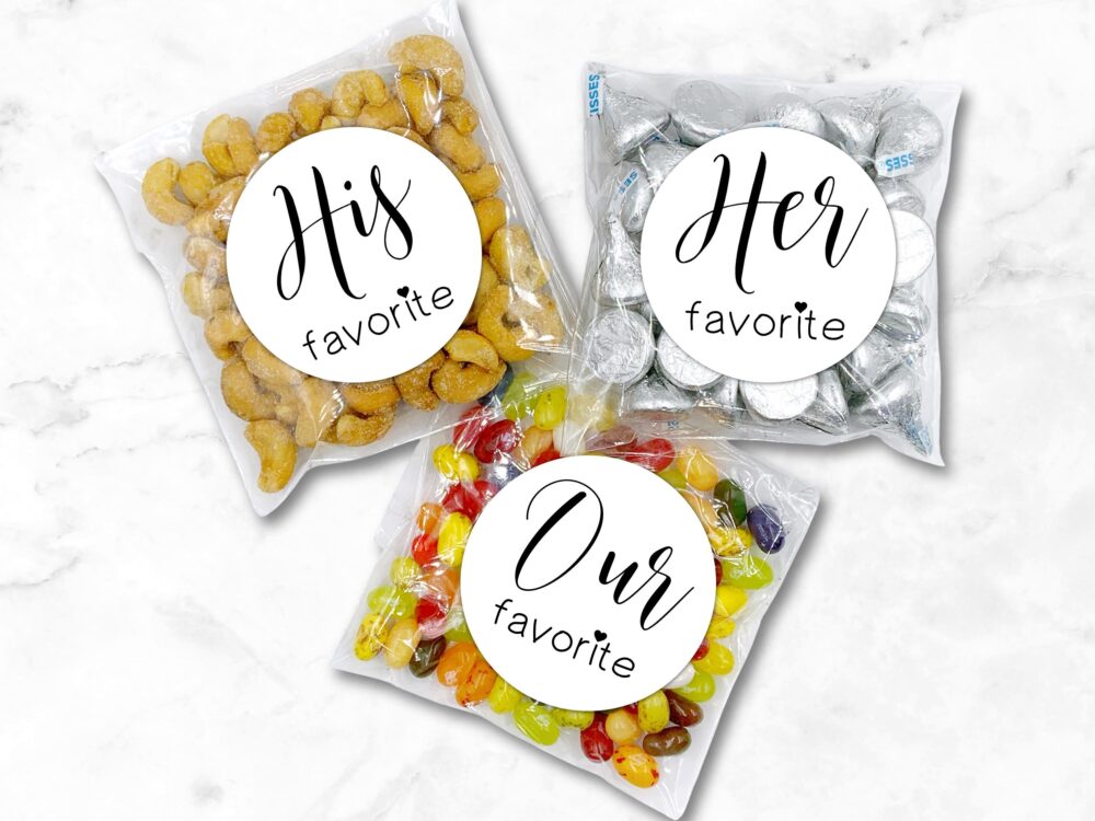 Wedding Favor Bags- His/Hers/Our Favorites, Add To Hotel Welcome Bag - Cute Bulk Favor Packaging For Bride & Groom, Gift Idea Guests
