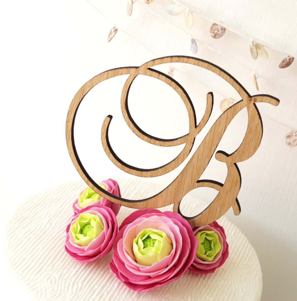 Monogram Cake Topper, Wedding Rustic Wooden Single Letter Monogram, Large
