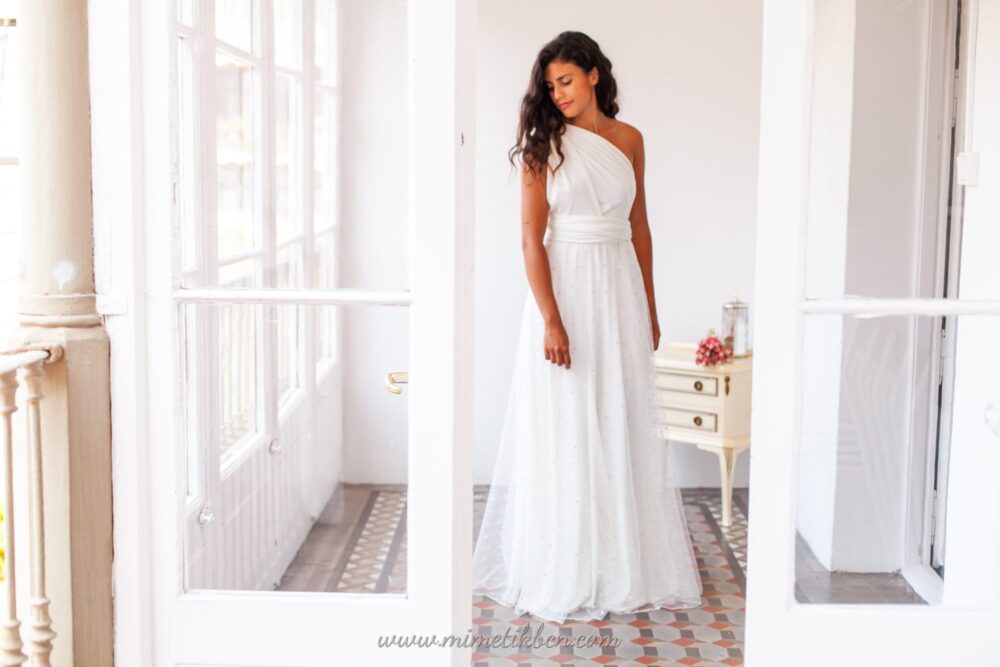 Beach Wedding Gown Tulle, Tulle Gown, Polka Dot Spring Dress, Blush Pink