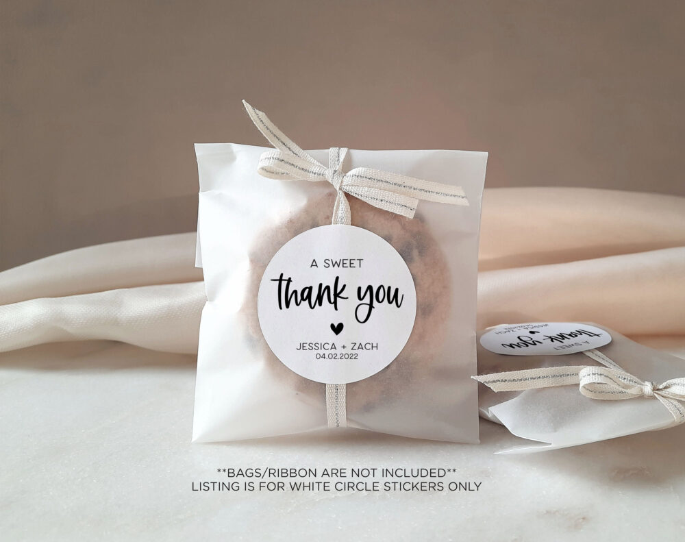 A Sweet Thank You Wedding Favor Stickers, Label, Treat Bag Stickers For Favors, Bulk Favors