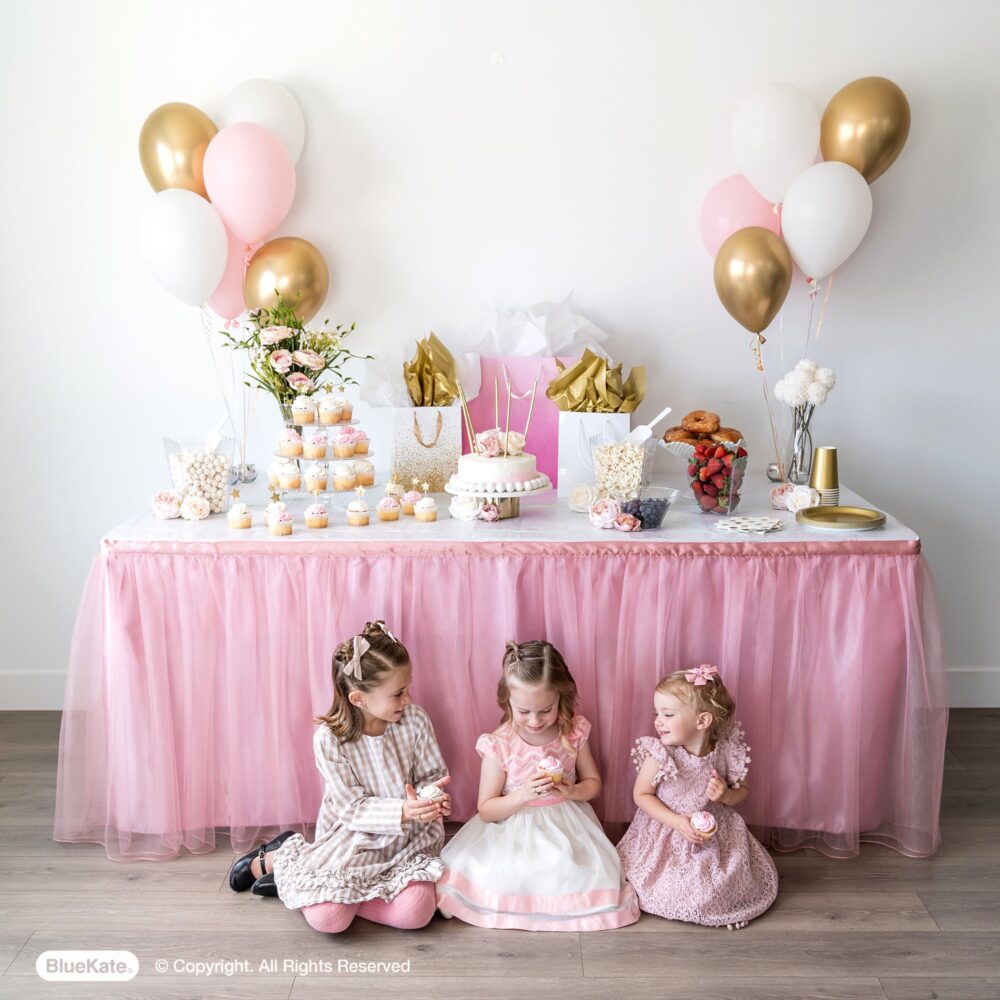 Dusky Pink Tulle Table Skirt, Tutu Skirt Party Decoration For Girl Baby Shower Decorations, Wedding Unicorn