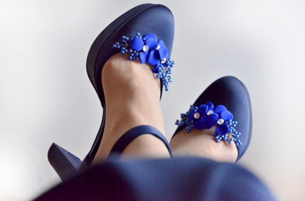 Royal Blue Floral Shoe Clips - Elegant Handmade Accessory For A Unique Touch