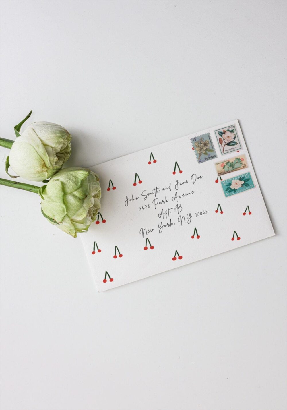 Wedding Invitations Envelopes | Digital File Stationery Cherries Whimsical Wedding Envelope Design Hand Drawn Illustration