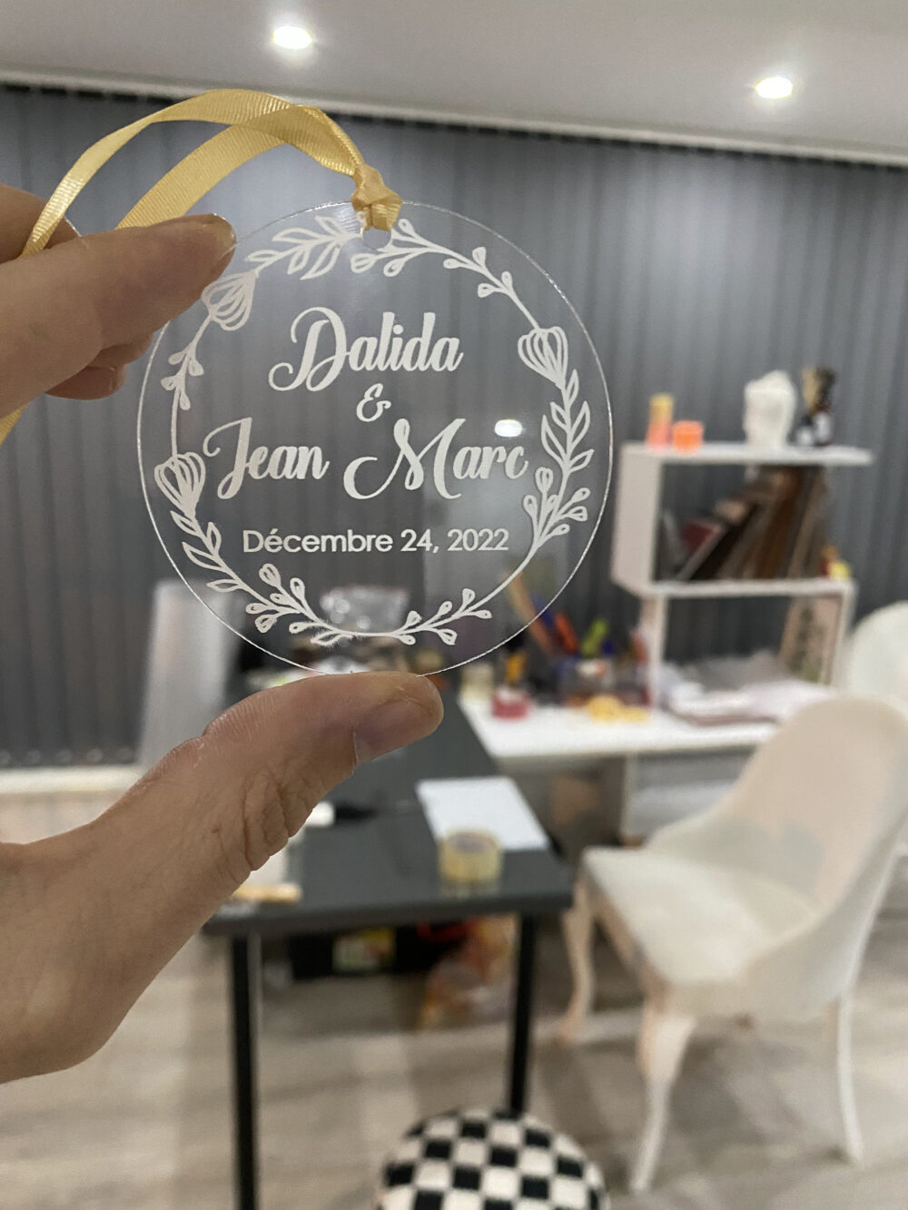 Acrylic Wedding Favors, Party Favor in Bulk, Gift For Guests With Ribbon, Personalized Gift, Coaster
