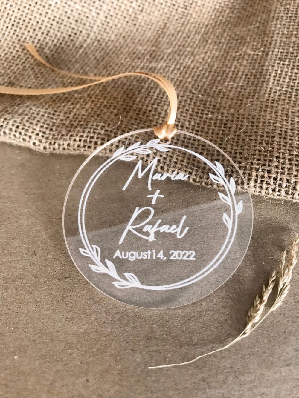 Acrylic Wedding Favors, Party Favor in Bulk, Gift For Guests With Ribbon, Personalized Gift, Coaster