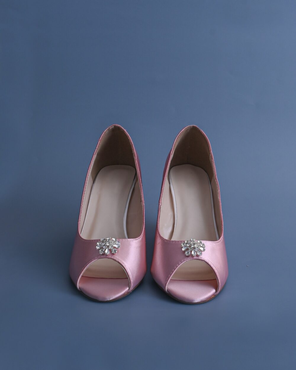 Blush Wedge Shoes, Bridal Heels, Light Pink Wedding Simple Bling Bride Wedges