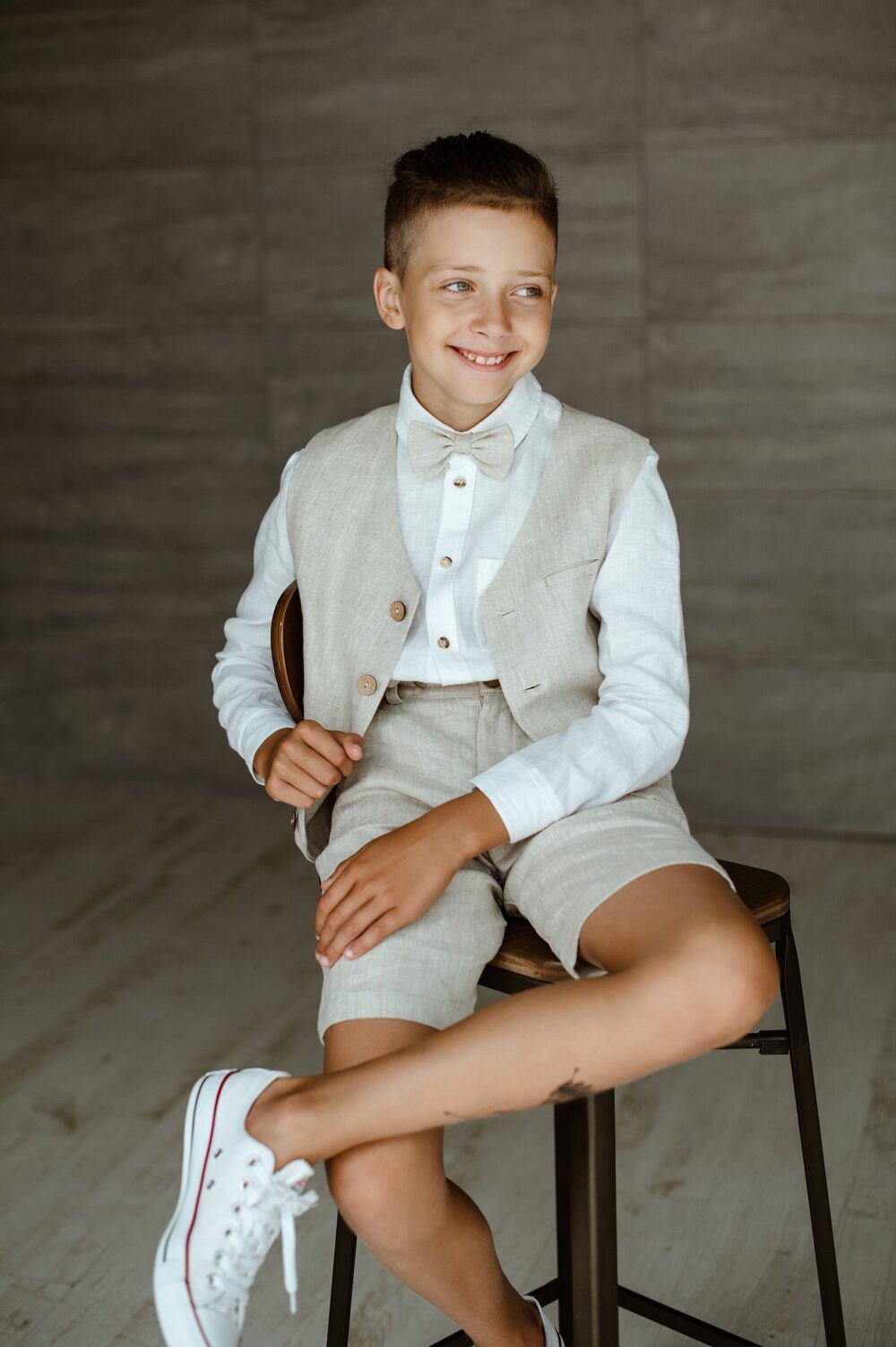 Boys Linen Wedding Outfit | Ring Bearer Suit With Vest, Shorts, & Optional Shirt First Communion | 8-15Y, 32 Colors