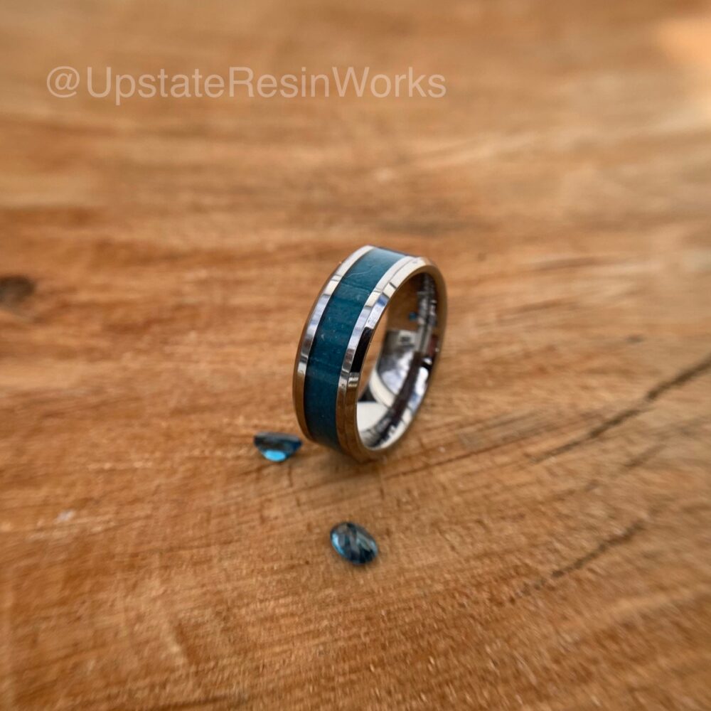 London Blue Topaz Ring, Band, Push Gift, For Him, Her, Vow Renewal, Wedding Engagement Promise Band